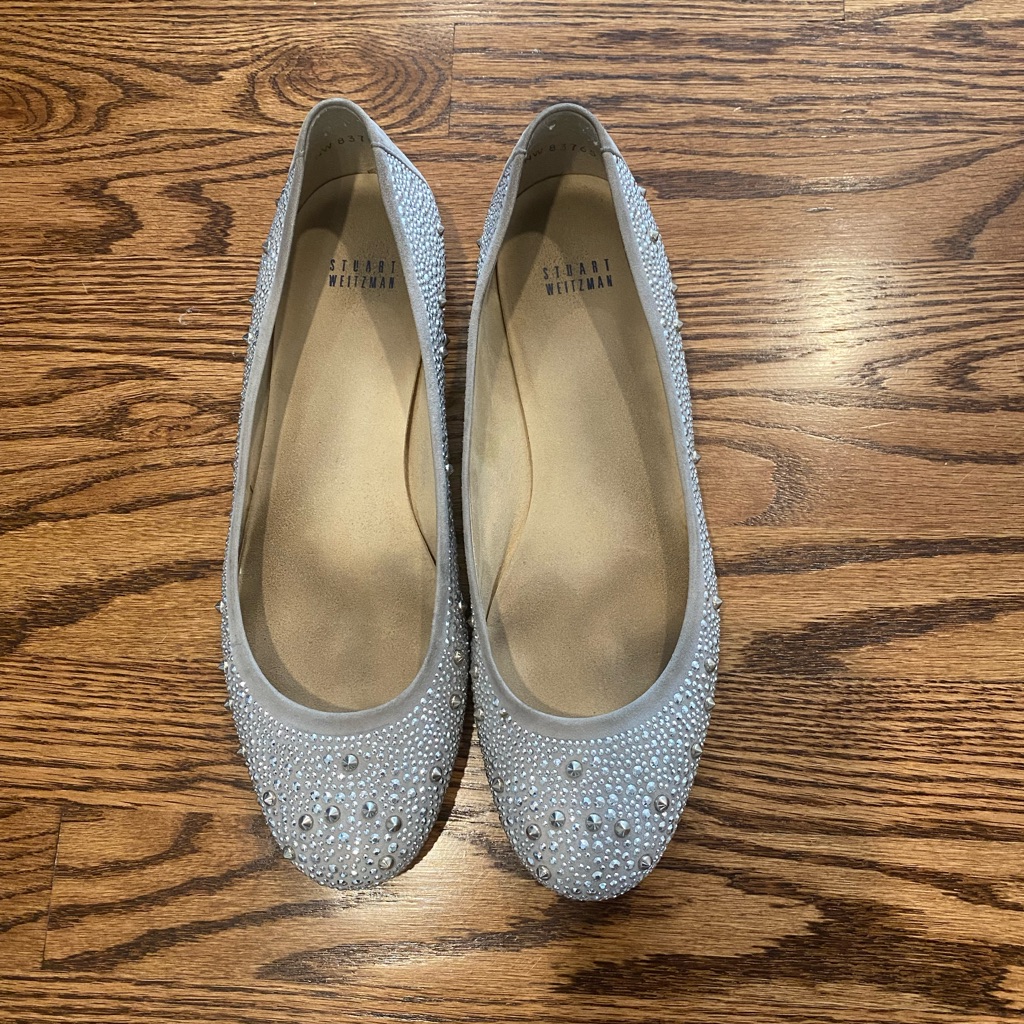 Stuart Weitzman Studded/Suede Ballet Flat